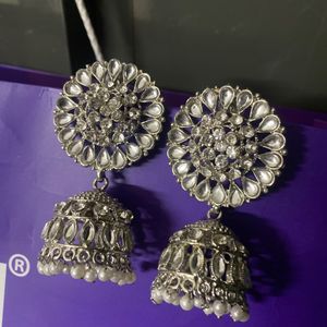 Silver Jhumka Earrings