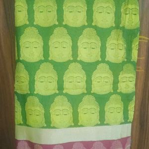 Buddha Print Cotton Saree