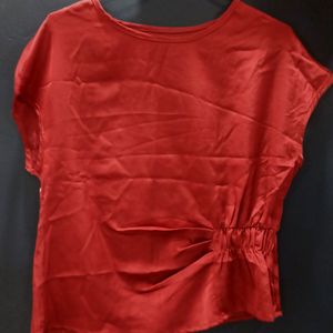 Formal Maroon Satin Top