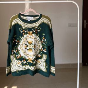 Vintage oversized Floral Hand knitted sweater