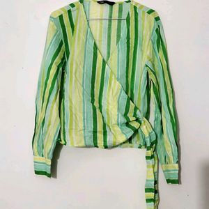 Zara Striped Wrap Shirt