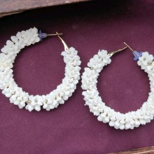 Set Of 2 White Hoop Earrings