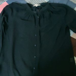 Black Transparent French Collar Shirt