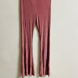 Women Pink Bootcut Ruched Pant