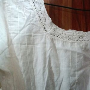 White Cotton Dress With Pure Fabric