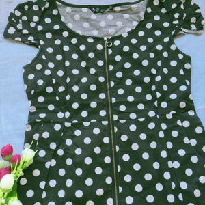 Polka Dot Denim Short Dress