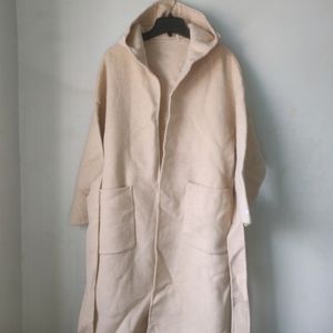 Hooded Beige Long Coat