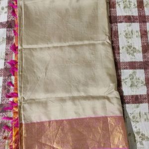 Chickoo And Pink Colour Silk Saree