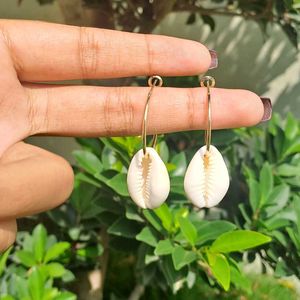 Cowrie Shell Hoop Earrings