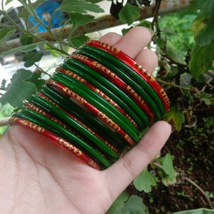 Green And Red Combination Bangles