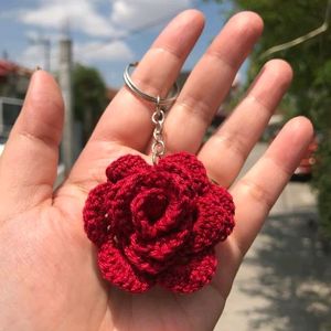 Crochet Rose Keychain