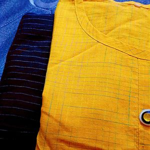 Yellow Kurta With Black Straight Pant