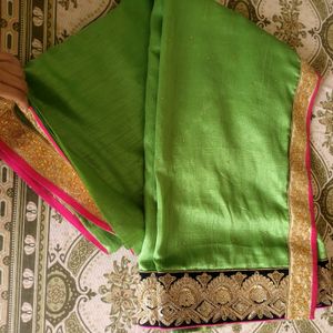 Heavy Work Parrot Green Saree