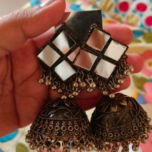 Black Metal Heavy Jhumka For Women