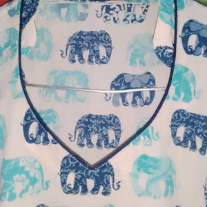 Pure Cotton Elephants Motifs Kurta