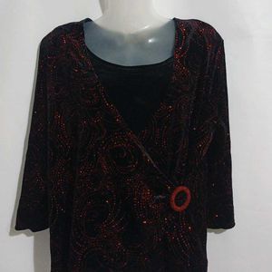 RED SHIMMERY VELVET TOP