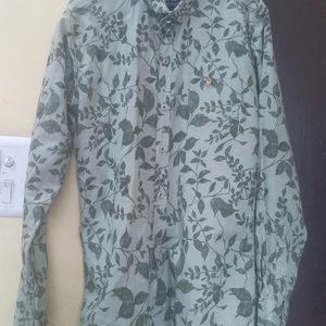 One Brand Olice Color Floral Print Shirt