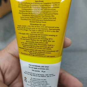 Photostable Gold Sunscreen