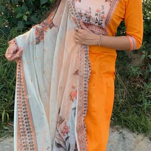 Orange Kurta With Palazzo Nd Dupatta