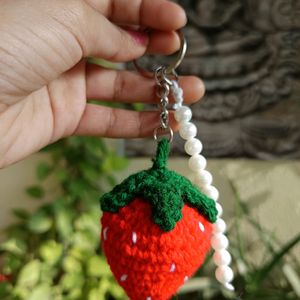 Strawberry Crochet Keychain | Handmade