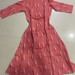 Rose Coloured Front Cut Kurti