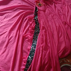 Pre-plit Pallu Pink Saree