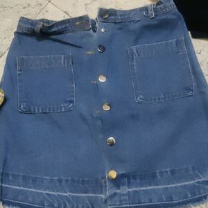 Button Up Denim Skirt - Waist 28 Stretchable