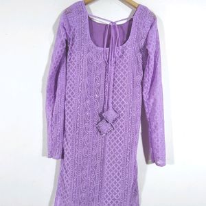 Lavender Embroidered Kurta (Women's)