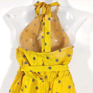 Mustard Yellow Printed Casual Jumpsuit (Women)