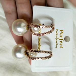 Golden And Pearl Earrings