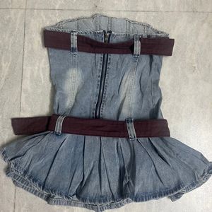 y2k vintage denim belted mini dress🤩