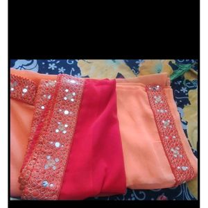 Green Orange Combo Pack Saree