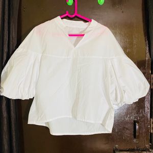 White Top With Balloon Sleeves