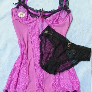 New Purple And Black Less Nighty Set