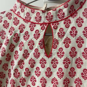 White And Red Kurti