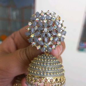 Grey Jhumk Earring