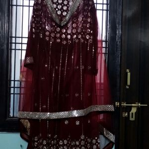 New Maroon Partywear Gown