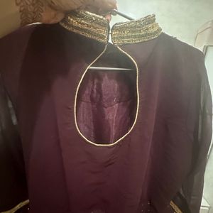 Burgundy Frock Suit For Woman With Dupata