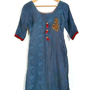 Charcoal & Maroon Kurta Set (Women)