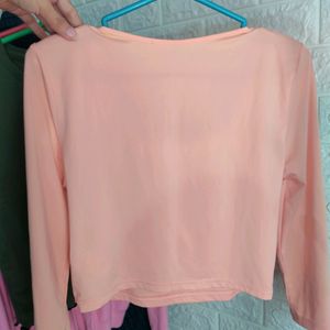 Square Neck Peach Top..Fits For XS & S