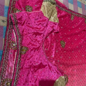 Pink Cream Saree