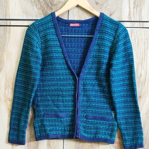 Blue Design Cardigan Size-32