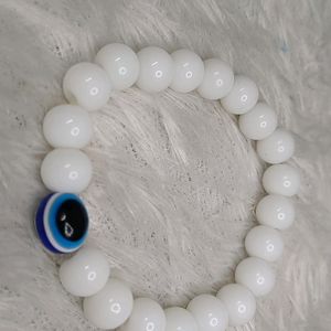 Crystal White Beads Bracelet With Evil Eye Bead