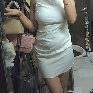 Off White Slip Dress With Layer Design