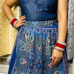 Denim Long Dress in Blue colour