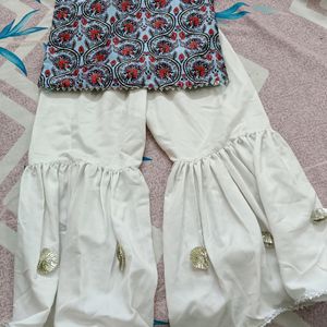 Girls Sharara Set Of Blue & White Colour