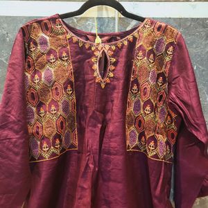 Burgundy Kurta Set