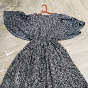 Leopard Print Black Boho Style Polyester Dress
