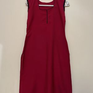 Everyday Cotton Sleeveless Kurtha - Red