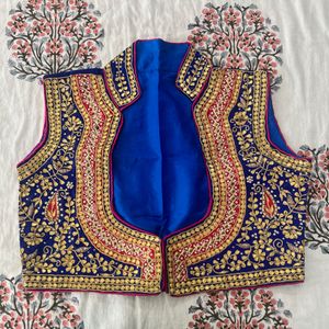 Gotta Patti Rajasthani Work Royal Blue Blouse